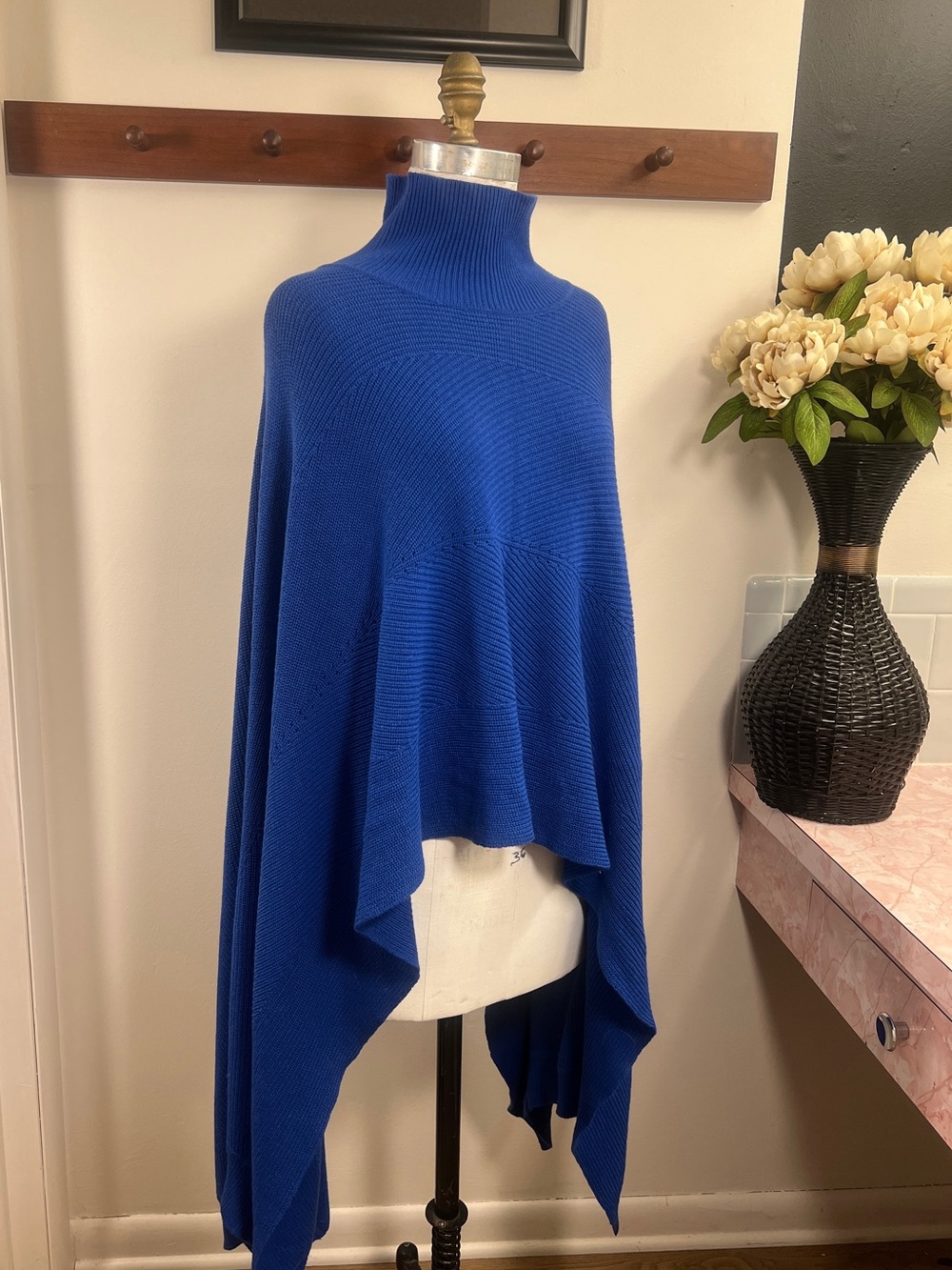 BCBGMaxAzria Cobalt Blue Turtleneck Poncho